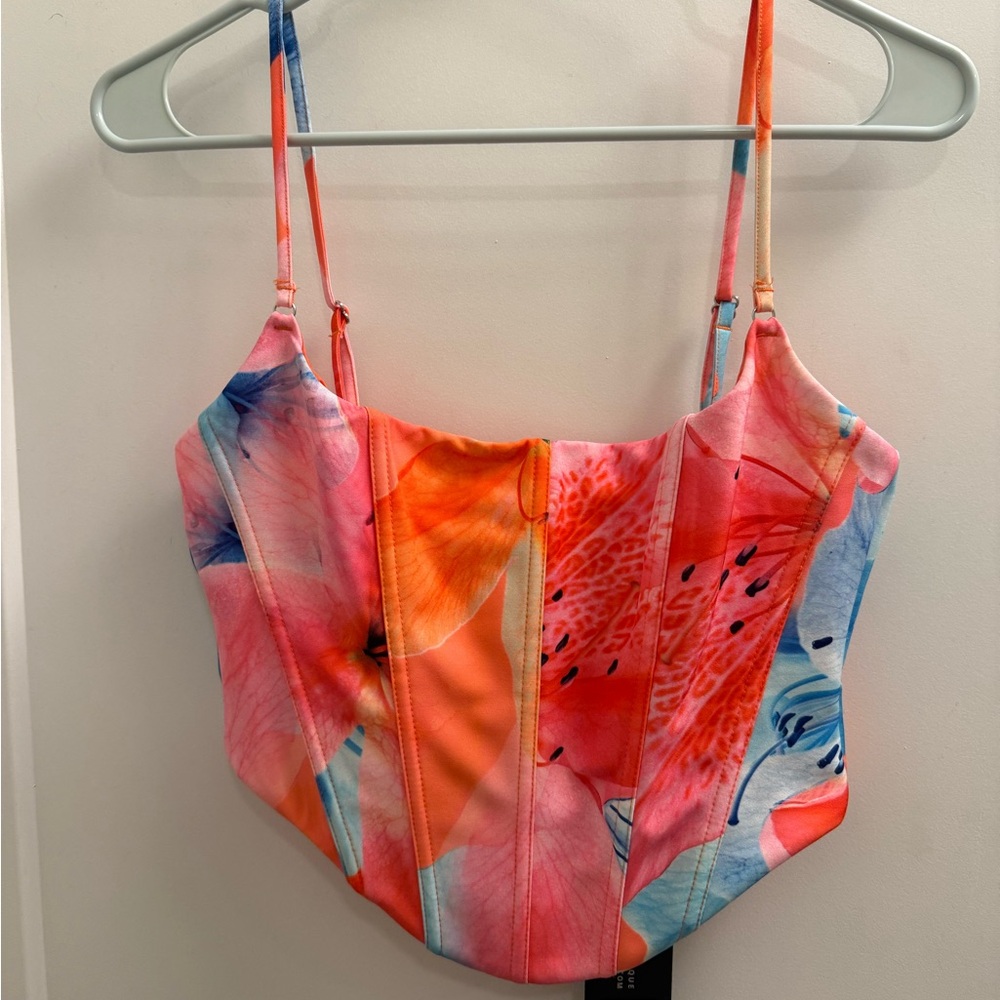 White Fox Boutique Multicolor Floral Crop Top